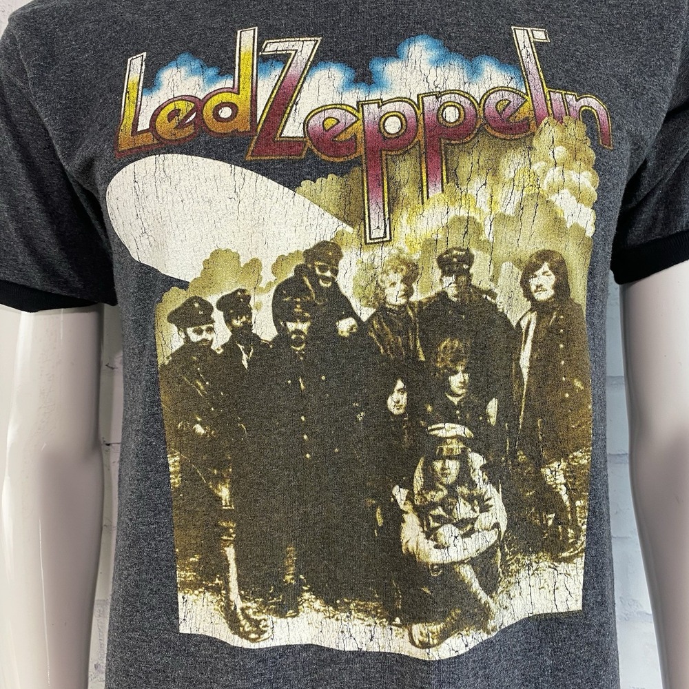 Vintage Led Zeppelin Shirt Size Medium Ringer Bay Side T-Shirt Made In USA 90s‎